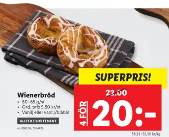 Lidl Wienerbröd 4x80+85g erbjuda