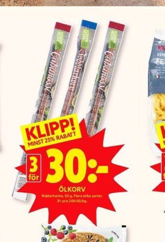 ICA Kvantum Ridderheims ölkorv erbjuda