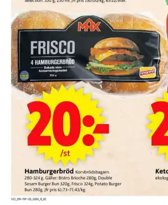 ICA Supermarket Max frisco hamburgerbröd erbjuda