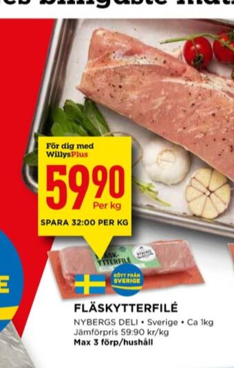 Willys Nybergs deli fläskytterfilé erbjuda