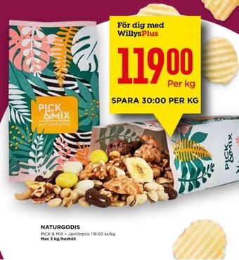 Willys Pick n mix naturgodis erbjuda