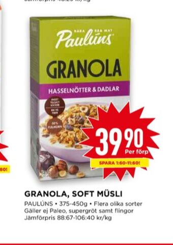 Willys Paulùns granola erbjuda
