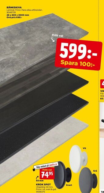 Jem&Fix Bänkskiva erbjuda