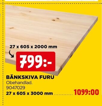 Jem&Fix Bänkskiva furu erbjuda
