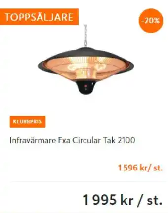 K-rauta Infravärmare Fxa Circular Tak 2100 erbjuda