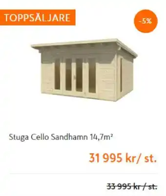 K-rauta Stuga Cello Sandhamn 14,7m2 erbjuda
