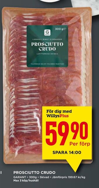 Willys Prosciutto crudo erbjuda