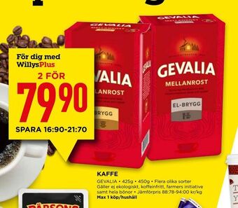 Willys Kaffe erbjuda