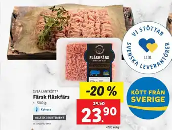 Lidl Svea Lantkött Färsk Fläskfärs 500 g erbjuda
