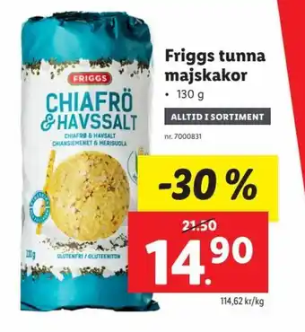 Lidl Friggs tunna majskakor 130 g erbjuda