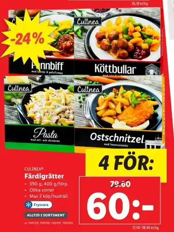 Lidl Culinea Färdigrätter 390 g, 400 g erbjuda