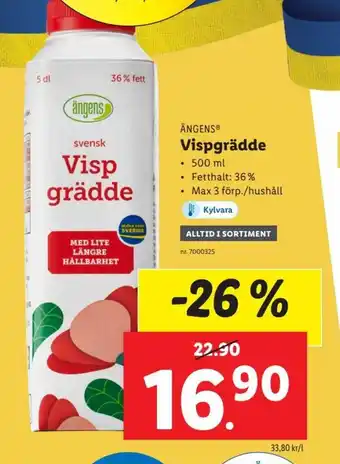 Lidl Ängens Vispgrädde 500 ml erbjuda