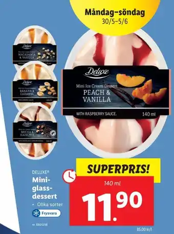 Lidl Deluxe Miniglassdessert 140 ml erbjuda