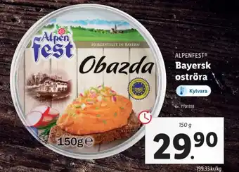 Lidl Alpenfest Bayersk oströra 150 g erbjuda