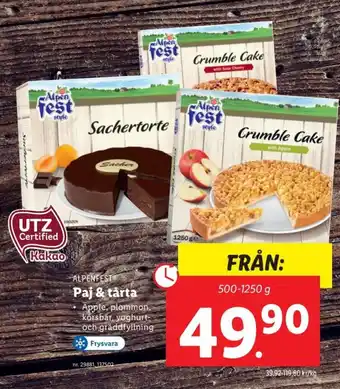 Lidl Alpenfest Paj & tårta 500-1250 g erbjuda