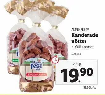 Lidl Alpenfest Kanderade nötter 200 g erbjuda