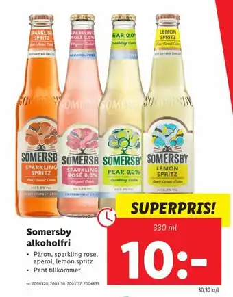 Lidl Somersby alkoholfri 330 ml erbjuda