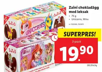 Lidl Zaini chokladägg med leksak 75 g erbjuda