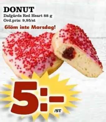 Supergrossen Dafgärds Red Heart Donut 88 g erbjuda