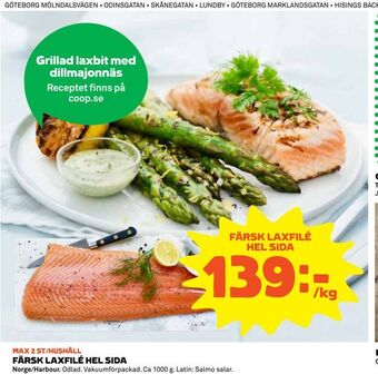 Färsk laxfilé hel sida