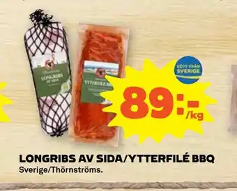 Stora Coop Longribs av sida/ytterfilé bbq erbjuda
