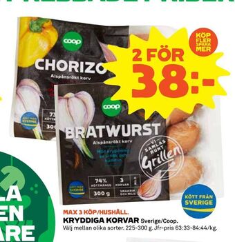 Coop Kryddiga korvar erbjuda