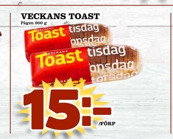 Matdax Veckans toast erbjuda
