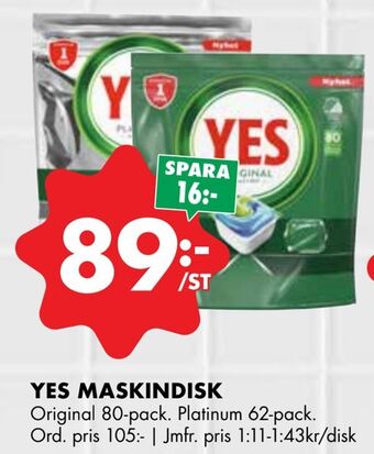 ÖoB Yes maskindisk erbjuda