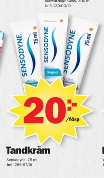 Pekås Sensodyne tandkräm erbjuda