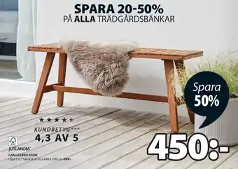 JYSK Jutlandia Gangesbro Bänk 110x43x30 cm erbjuda