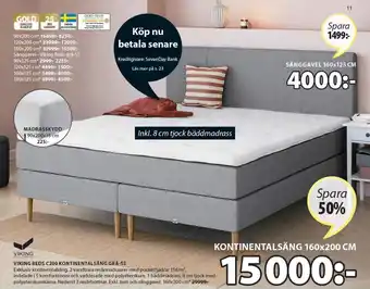 Viking Beds C200 Kontinentalsång Grå-53 160x200 cm