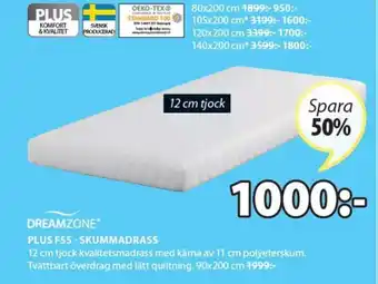 JYSK Dreamzone Plus F55 - Skummadrass 90x200 cm erbjuda