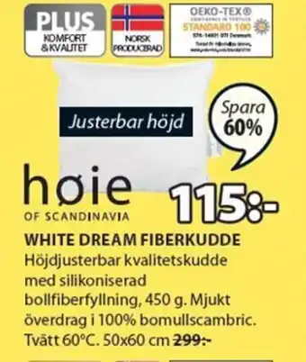 JYSK høie White Dream Fiberkudde 50x60 cm erbjuda