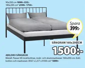 JYSK Abildro Sängram 167 x 217 x 100 cm erbjuda