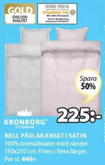 JYSK Kronborg Nell Påslakanset I Satin 150x210 cm erbjuda