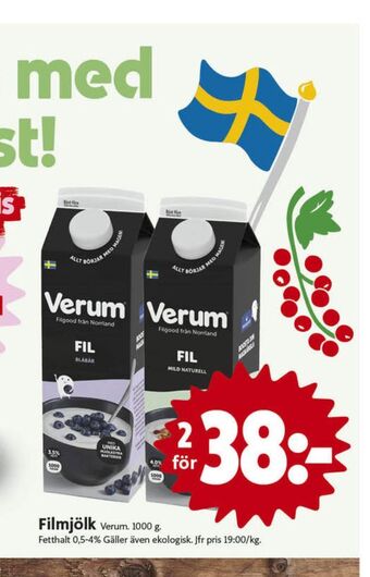 ICA Nära Verum hälsofil filmjölk erbjuda