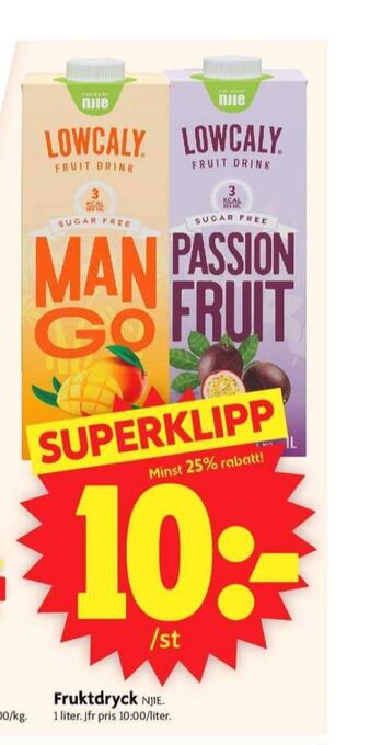 ICA Supermarket Lowcally fruktdryck erbjuda