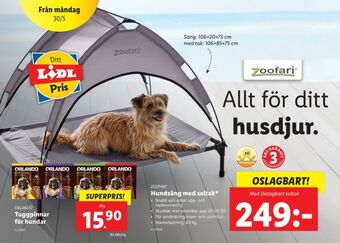 Hundsäng med soltak