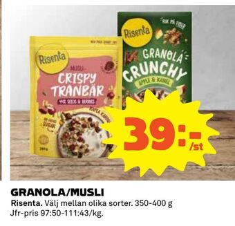 Coop Granola/musli erbjuda