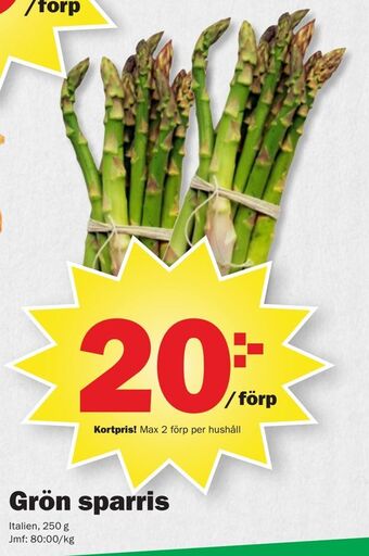 Pekås Grön sparris erbjuda