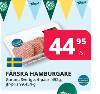 Tempo Färska hamburgare erbjuda