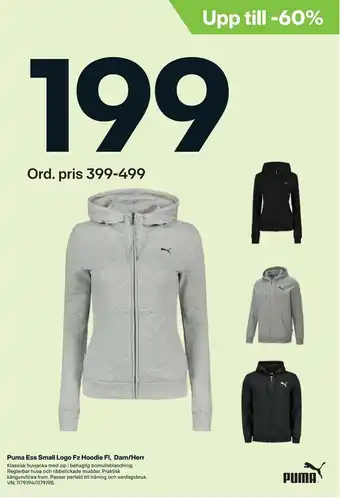 XXL Puma Ess Small Logo Fz Hoodie Fl, Dam/Herr erbjuda