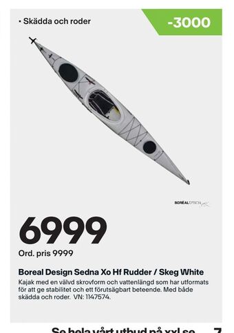 XXL Boreal Design Sedna Xo Hf Rudder / Skeg White erbjuda