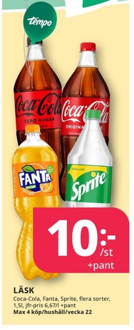 Tempo Coca cola läskedryck erbjuda