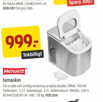 Jula Menuett Ismaskin erbjuda