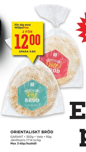 Willys Orientaliskt bröd erbjuda