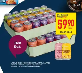 Läsk, dryck med ciderkaraktär, lättöl