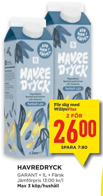 Willys Havredryck erbjuda