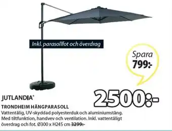 JYSK Jutlandia Trondheim Hängparasoll ø300 x H245 cm erbjuda