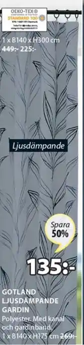 JYSK Gotland Ljusdämpande Gardin 1x140x175 cm erbjuda